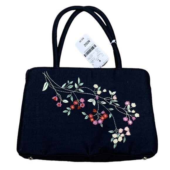 Casual Corner Sheath Dress and Small Purse Floral Embroidery Black Size 6 - Picture 3 of 8